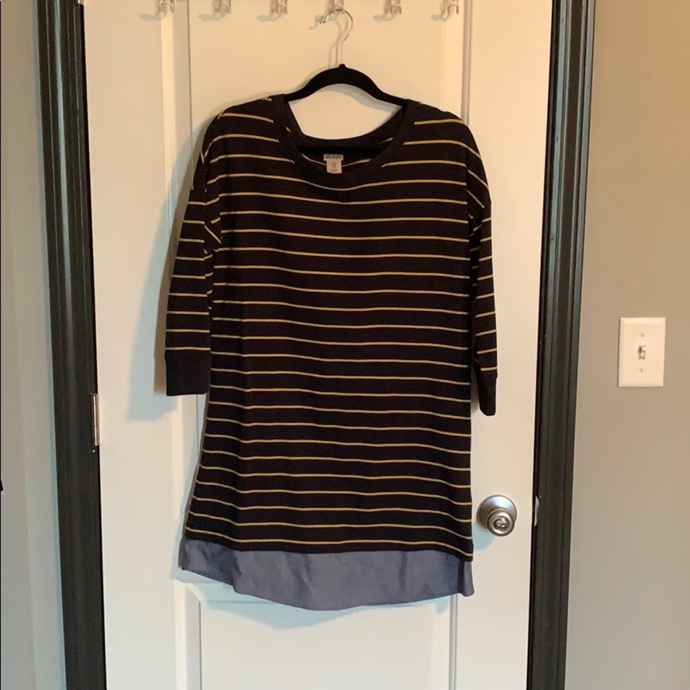 Navy & gold Striped dress.
